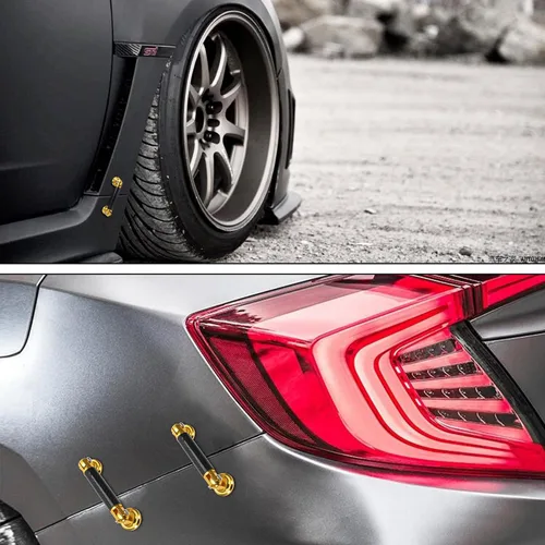 Miniatura 6 de TOMALL 2 piezas 45mm de fibra de carbono dorado para coche, varillas ajustables universales para parachoques delantero/trasero, soporte de divisor