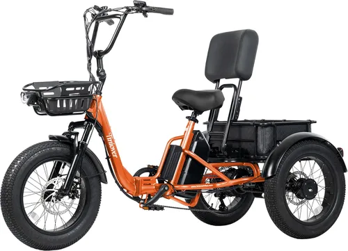 Miniatura 16 de Folding Electric Tricycle for Adults 2 Seater, 20MPH 100 Miles 4" Wide Fat Tire Electric Trike, 3 Wheel Electric Bike 1200W, 48V 20AH Battery