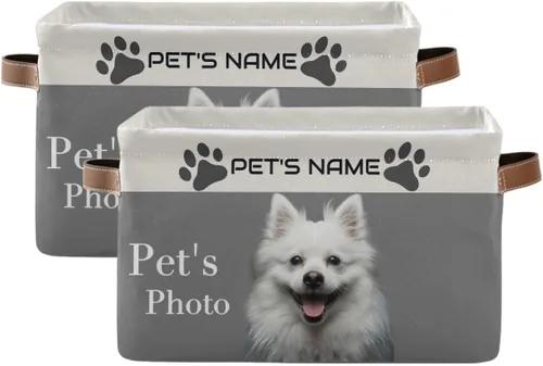 Miniatura 12 de Cesta de almacenamiento personalizada para perros con asas, nombre de mascota personalizado y foto, cajas de almacenamiento plegables para abrigos