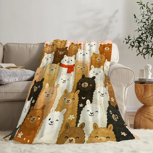 Miniatura 3 de Manta de Alpaca Linda Llama Alpaca Manta de Tiro Suave Acogedora Vellón Difusa Felpa Cálida Cosas Ropa de Cama Guardería Niño Pequeño Bebé Mantas