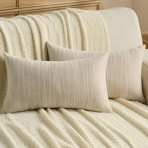 Miniatura 15 de FUTEI Paquete de 2 fundas de cojín de felpilla de 16 x 16 pulgadas, fundas de cojín decorativas con textura de línea suave, decoración moderna