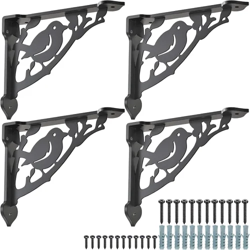 Miniatura 9 de SELEWARE Soportes de Estante de Servicio Pesado de 8 Pulgadas, Soportes de Estantes de Ciervo, Soportes Decorativos de Metal en L de Capacidad