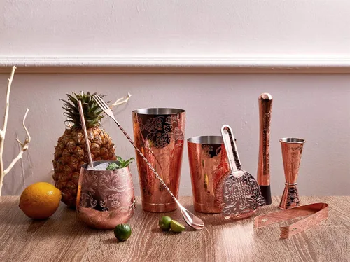 Miniatura 6 de Sky Fish Copas de Vino de Acero Inoxidable Sin Tallo con Grabado, de 18 oz Chapado en Cobre, Juego de 4
