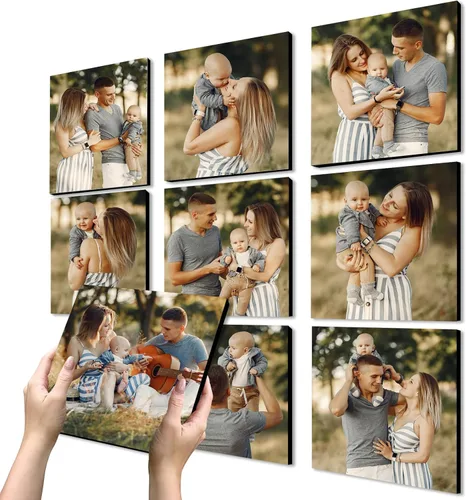 Azulejos de fotos personalizados, marcos de fotos personalizados para pegar en la pared, marcos de fotos, collage de decoración de pared, imagen