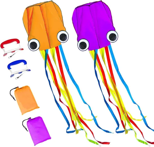 Large Octopus Kites for Kids and Adults - Easy to Fly, 28X158 3D Software Colorful Kite with Long Tails. Perfect for Beach and Outdoor Activities