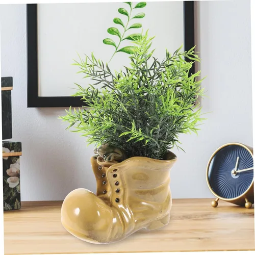 Miniatura 7 de Botas de dibujos animados en forma de suculenta maceta de cerámica para plantas de interior, oficina, ventana, alféizar decoración única