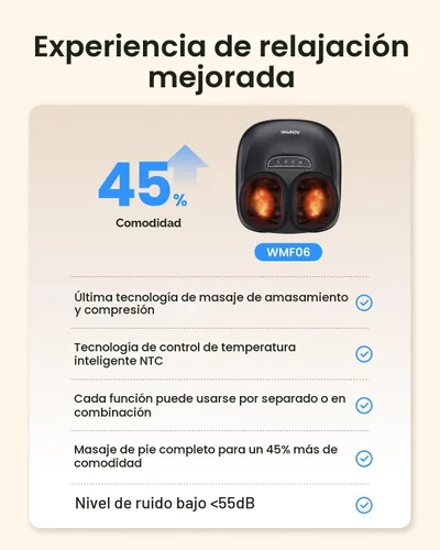 Miniatura 7 de RENPHO Masajeador de pies con calor [2026 actualizado], 3 niveles de compresión de amasamiento profundo, masajeador shiatsu HSA elegible para FSA
