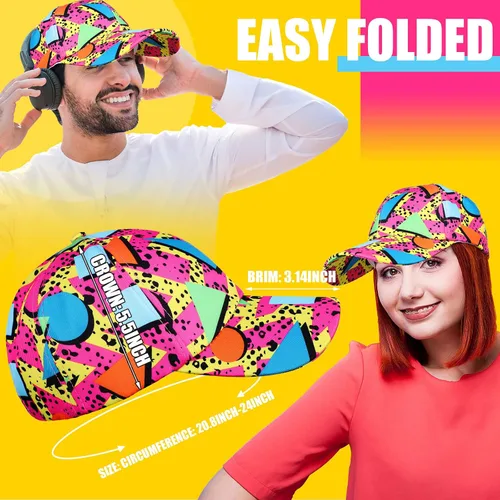 Miniatura 2 de Riñonera de 2 piezas de los años 80 y 90 para mujeres y hombres, traje de los años 90, sombrero de cintura ajustable, bolsa retro para hombre