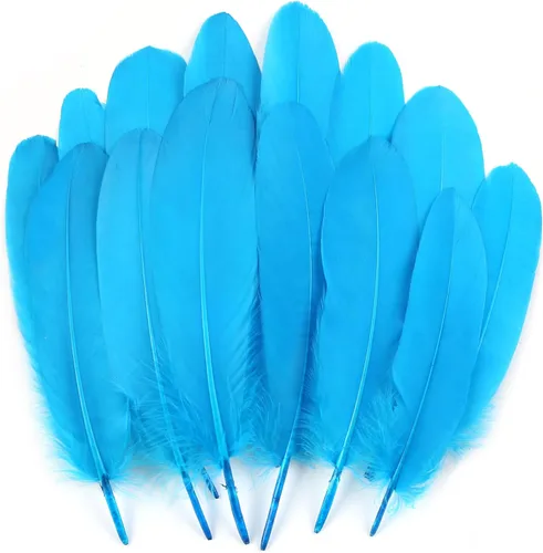 THARAHT 120 plumas de ganso azul aguamarina naturales a granel de 6-8 pulgadas 5.9-7.9 in para manualidades, bricolaje, cosplay, boda, fiesta,