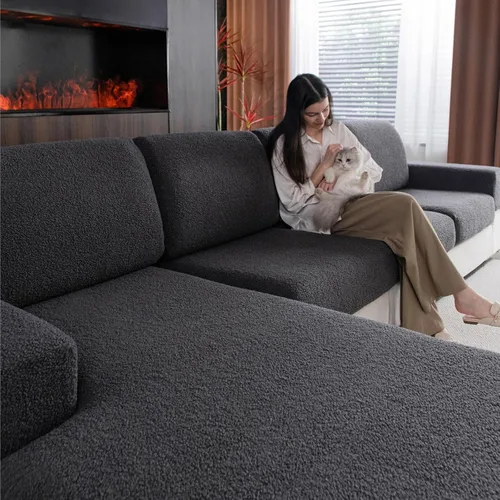 Miniatura 12 de OHSIO Fundas de Cojines de Sofá para Sofá Seccional, Fundas de Sofá Suaves Elásticas Lavables Resistentes al Desgaste Protector Universal de Muebles