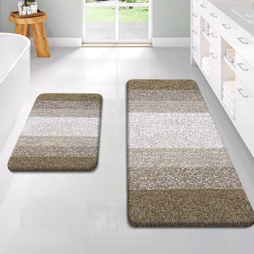 Miniatura 98 de OLANLY Juego de 2 alfombras de baño de microfibra suave y absorbente, antideslizantes, se pueden lavar y secar a máquina, alfombras de baño peludas