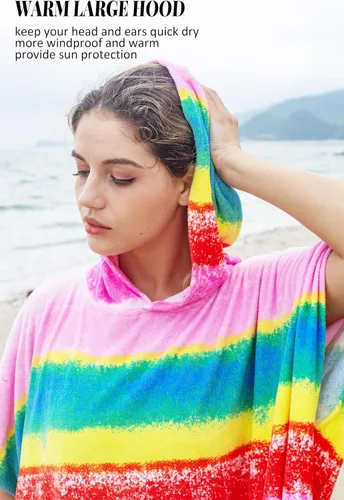 Miniatura 4 de Catalonia Poncho absorbente de surf para hombres y mujeres, poncho de cambio de toalla de secado rápido, poncho de toalla con capucha para adultos