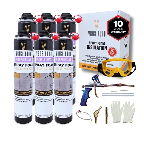 Miniatura 19 de Vega Bond SF001 paquete con pistola, un solo componente premium, autoexpandible, espuma en aerosol de aislamiento de celdas cerradas Purplecoat, 29