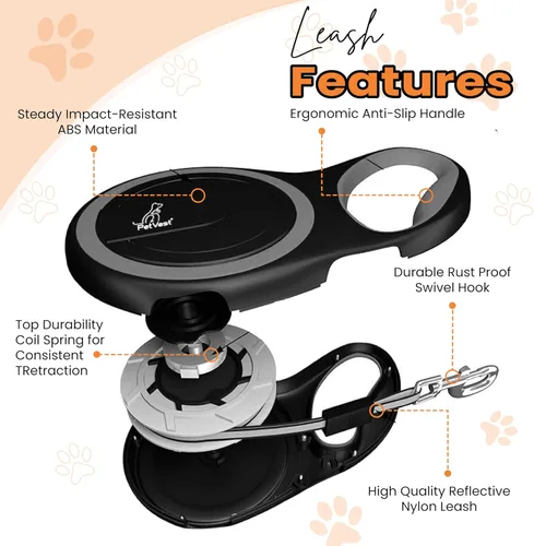 Miniatura 6 de Correa retráctil para perro, extensible hasta 16 pies, cinta de nailon resistente, sin enredos, freno y bloqueo con una sola mano, para perros
