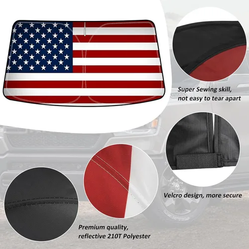 Miniatura 6 de Bestview - Parasol para parabrisas con bandera americana para Ford F-250 F-350 de 2008-2016, parasol plegable personalizado para ventana delantera