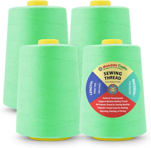 Miniatura 67 de Mandala Crafts 4 Pack of Serger Threads Cones Spools - 20S/2 24000 Yards Polyester Baby Blue Threads for Sergers Machine and Overlock Quilting