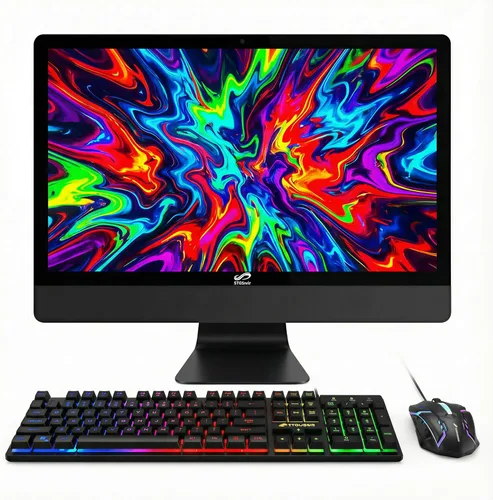 STGSivir Computadora de escritorio todo en uno, pantalla FHD de 24", Intel Core i5 hasta 3.6G, 16G RAM, 1T SSD, WiFi, BT 5.0, teclado y mouse RGB,