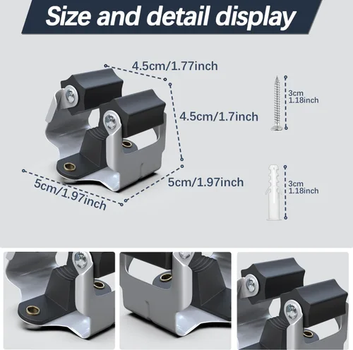 Miniatura 3 de 3-H Paquete de 10 soportes para trapeador y escoba, tamaño grande, 2.2 lbs extra, soporte de pared para colgar y organizar, rastrillo de empujón