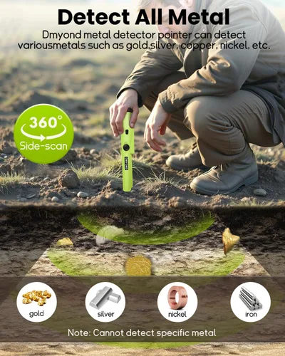Miniatura 4 de Detector de metales de Dmtraer Pinpointer, impermeable profesional con batería de 9V High Sensitivity 360° Detection Handheld Pin Pointer Wand