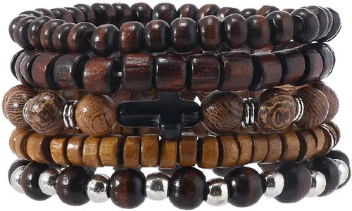 Miniatura 16 de Pulsera Gótica Ajustable de Cuero Trenzado Punk Multicapa de Estilo Grunge, Conjunto de Pulseras Emo con Brazalete de Metal, Envoltura