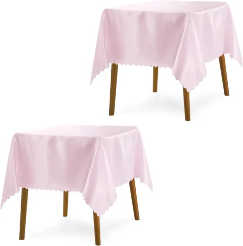 Miniatura 16 de P Pothuiny Paquete de 2 manteles rectangulares de satén color rosa intenso de 60 x 84 pulgadas, manteles de satén superpuestos de tela suave Rosa Hot