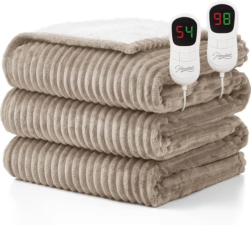 Miniatura 25 de Homemate Manta térmica eléctrica de 50 x 60 pulgadas, manta térmica de 1/2/4/6/8 horas de apagado automático, 10 niveles de calor, protección contra