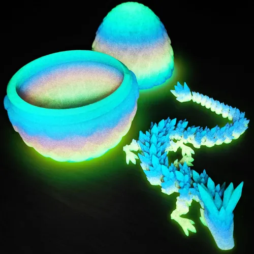 Miniatura 20 de TBOLINE - Huevo de dragón impreso en 3D, animal de cristal articulado, juguete para la ansiedad para adolescentes, niños y niñas, piezas míticas