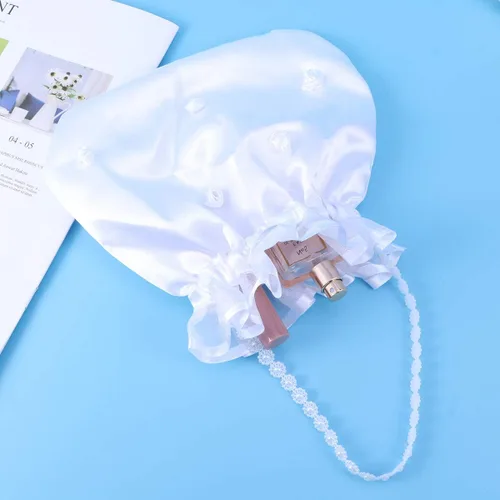 Miniatura 3 de ULTNICE Bolsa de dinero de satén para novia, boda, bolso de fiesta (blanco), 1, Blanco