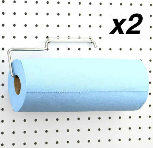 Miniatura 9 de RightArrange Soporte para toallas de papel con tablero de clavijas de una mano - Acero, negro - Ganchos para cualquier tablero de clavijas