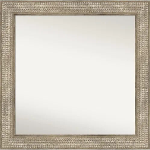 Miniatura 289 de Amanti Art Espejo de baño plateado para sobre fregadero, 26 x 26 pulgadas, espejo cuadrado de níquel pulido, marco de madera tradicional mediano, se
