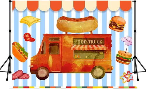 Miniatura 3 de Telón de fondo de camión de comida para fotografía, fondo de postres, pan, suministros de decoración de fiestas, accesorios de sesión de fotos
