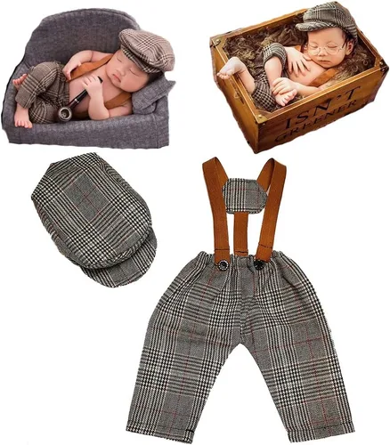 Miniatura 9 de Conjunto de mameluco de ganchillo para bebé recién nacido, para sesión de fotos, boinas de punto 3 Blue