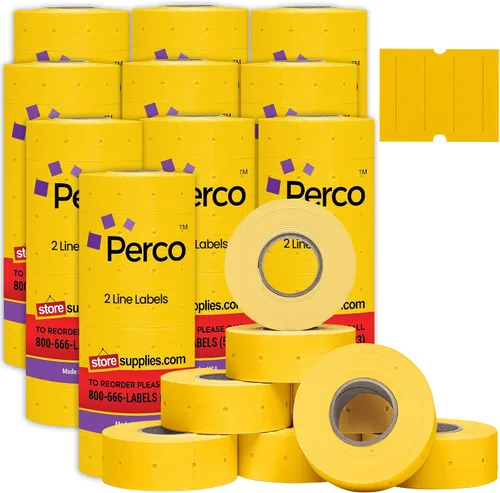 Miniatura 9 de Perco Etiquetas azules de 2 líneas, 6,000 etiquetas de precio en blanco y fecha para pistolas Perco de 2 líneas de precio y fecha, 8 rollos, 1