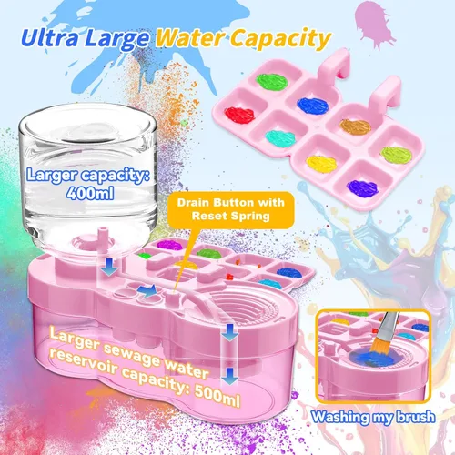 Miniatura 4 de 2025 Herramienta Mejorada de Limpieza de Pinceles, Taza Enjuagadora de Pinceles con Circulación de Agua Corriente para Pintura, Suministros de Arte