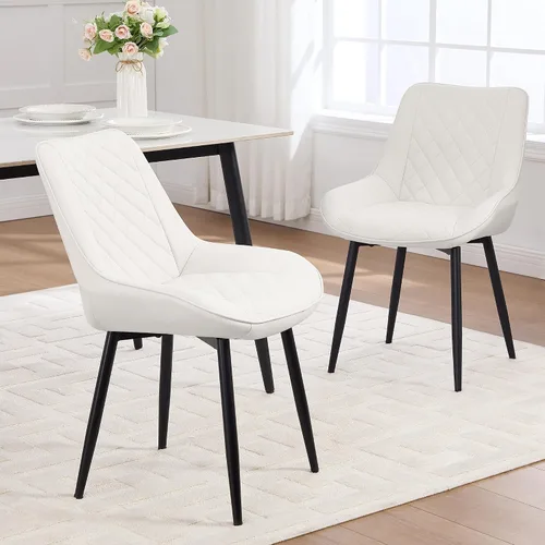 Miniatura 16 de Silla de Comedor, Sillas de Comedor Modernas con Cojines Gruesos, Sillas de Comedor de Cocina y Salón Tapizadas en Cuero Sintético con Patas Negro