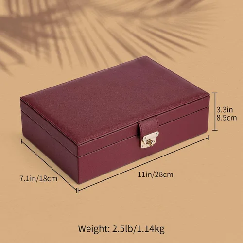 Miniatura 5 de Vlando Joyero para mujeres y niñas organizador de joyas grande de 2 capas soporte de joyería de piel sintética con bandeja extraíble para collares