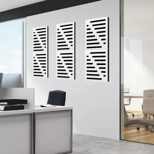 Miniatura 2 de Art3d Paquete de 6 paneles acústicos autoadhesivos insonorizados para pared, diseño de rayas de 16 x 12 pulgadas, bloque de ruido con poliéster