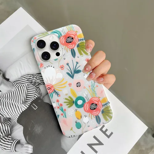 Miniatura 5 de J.west Funda para iPhone 13 Pro Max, funda transparente floral flexible de TPU a prueba de golpes, diseño elegante transparente, funda protectora