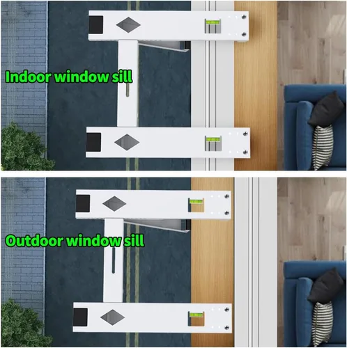 Miniatura 7 de Soporte de aire acondicionado de ventana con 2 brazos, soporte de CA resistente para unidad de ventana, kit de instalación de hasta 200 libras