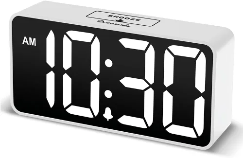 Miniatura 13 de DreamSky - Reloj despertador digital pequeño para dormitorio, pantalla de números grandes con atenuador de brillo, reloj de mesa eléctrico con Caja