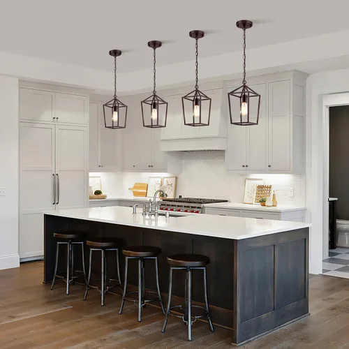Miniatura 2 de Sheetea Paquete de 2 luces colgantes doradas para isla de cocina, modernas luminarias colgantes de mediados de siglo lámpara colgante para cocina
