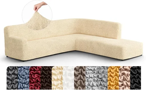 Miniatura 31 de PAULATO BY GA.I.CO. Funda de sofá modular, funda para sofá chaise longue en forma de L, fundas lavables para sofá esquinero, funda elástica de Gris