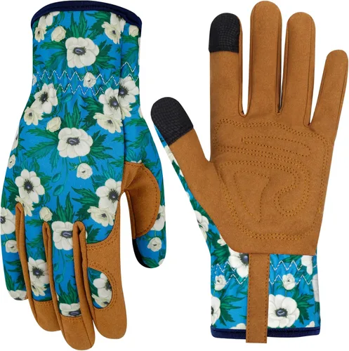 Guantes de jardinería de cuero para mujer, guantes de jardín a prueba de espinas, guantes de trabajo para pantalla táctil, regalos ColorN