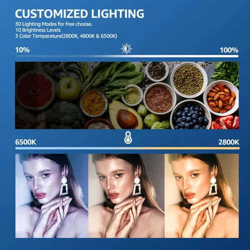 Miniatura 5 de NiceVeedi Kit de iluminación LED para fotografía, paquete de 2 luces de video portátiles de 8 pulgadas con soporte de trípode ajustable, luz