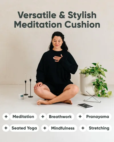 Miniatura 5 de Mindful Modern Cojín grande de meditación para Zafu Yoga - Almohada de meditación para sentarse en el suelo - Cojín de yoga relleno de cáscara