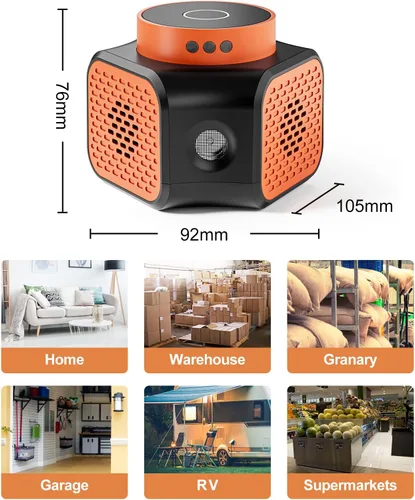 Miniatura 6 de Dispositivo ultrasónico repelente de ratones para interiores, repelente de ardillas, control de ratas con ultrasonidos y 9 luces estroboscópicas