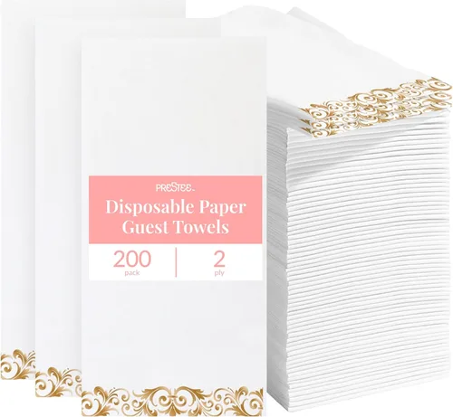 Miniatura 14 de Prestee 200 toallas de mano de papel desechables que se sienten como servilletas de lino, 2 capas, toallas de invitados, servilletas de papel