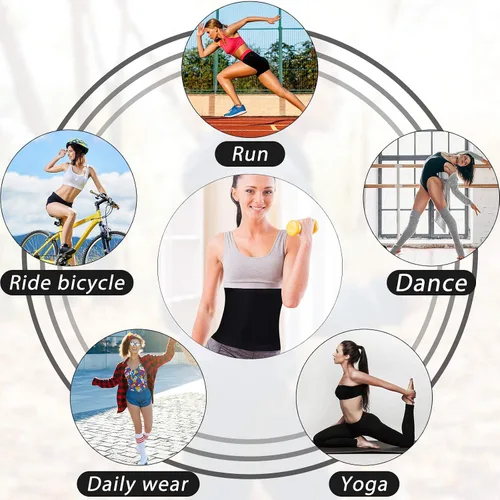 Miniatura 7 de Geyoga 2 piezas de reductor de cintura para mujer, para sudar, entrenamiento de cintura para culturismo, grasa del vientre inferior Interior azul.