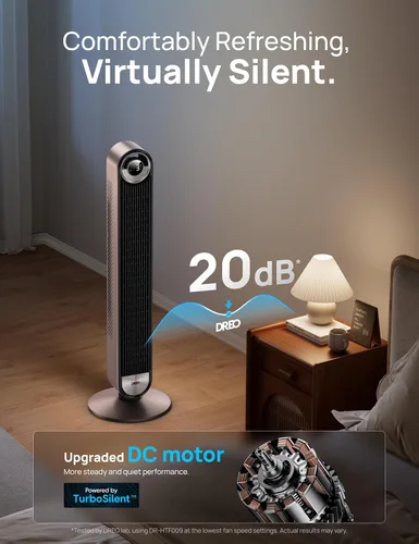 Miniatura 3 de Dreo - Ventilador de torre para dormitorio, ventilador oscilante de pie de 90° con velocidad de 28 pies por segundo, silencioso de 25dB para dormir