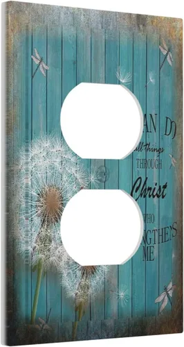 Miniatura 18 de Cubiertas Decorativas para Placas de Interruptor Diente de León Azul Rústico Citas Inspiradoras Casa de Campo Tablón de Madera Gris 1 Gang Cubierta